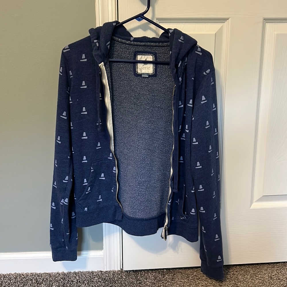 Aerie size large zip up hoodie blue